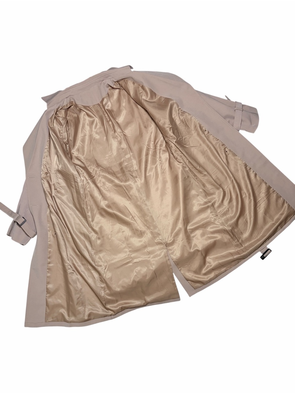 new Classic Double-Breasted Belted Long Camel Trench Coat, Full-Length Overcoat - Picture 11 of 16